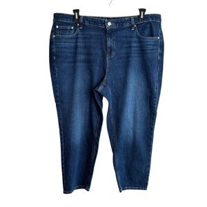 Talbots Womens Jeans Plus Size 20W PETITE Stretch Denim Slim Ankle Darker Wash
